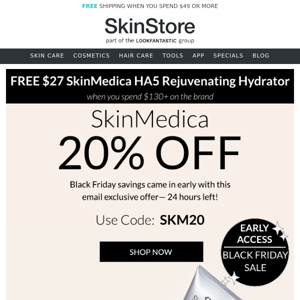 Black Friday Early Access: 20% Off SkinMedica