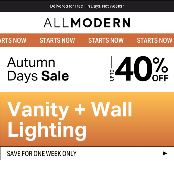 vanity + wall lighting sale 🟠 starts now