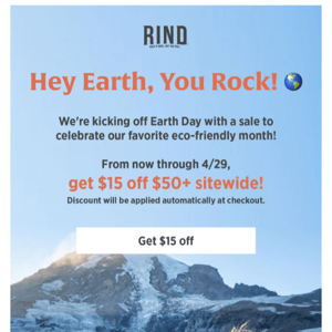 Celebrate Earth Day with $15 off! 🌱 🌎