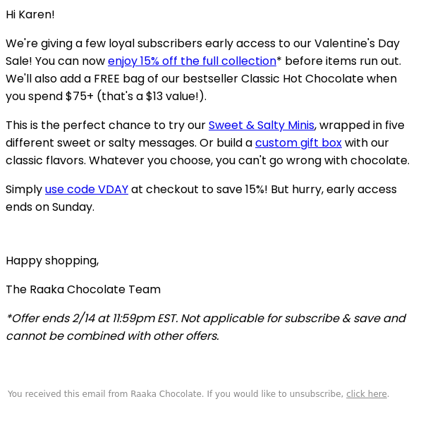 Early Access: 15% off our Valentine's Day Collection