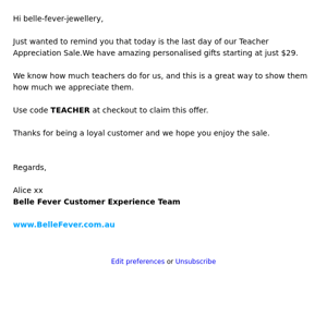 Reminder: Teacher's Gift Starting from $29