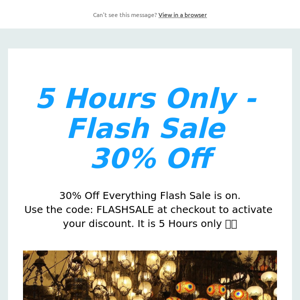 5 Hours Only - Flash Sale 30% Off