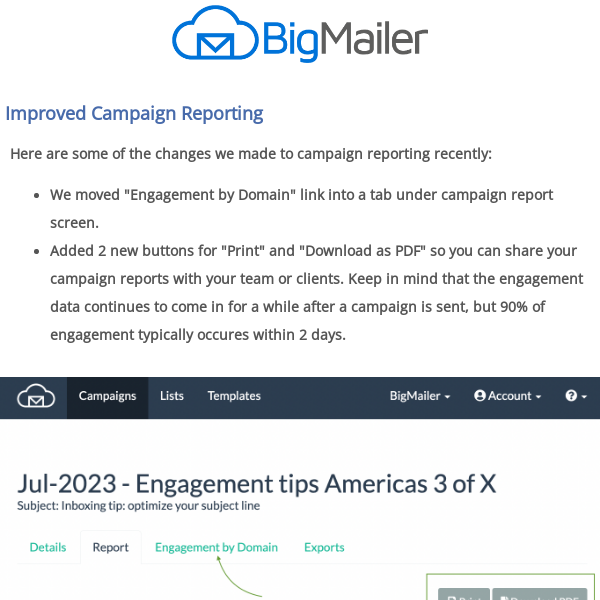 What's new: campaign reporting - print and PDF