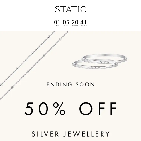 Ending Soon: 50% OFF Silver Jewellery