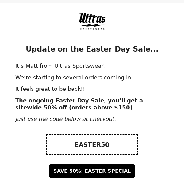 50% Off Sale  |  Ultras Is Back