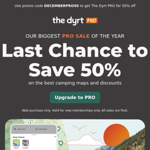 Last chance to save 50% off PRO!