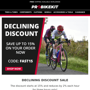 15% Declining Discount now Live!