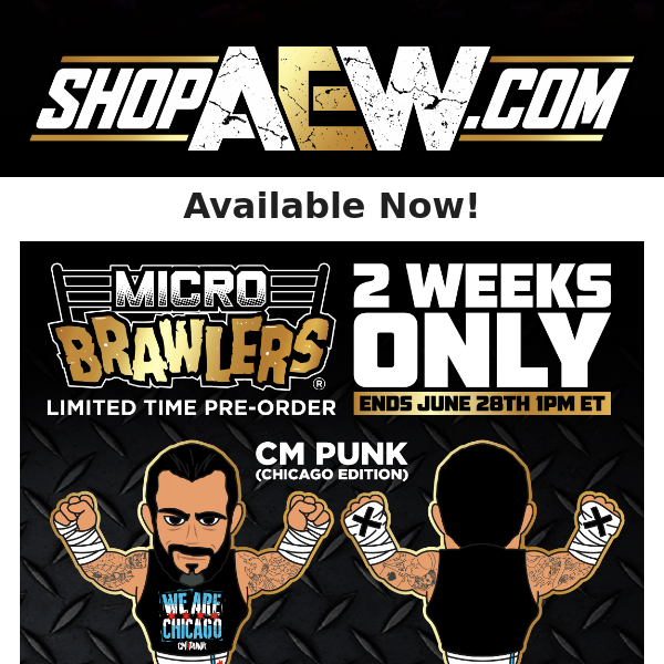 2 Weeks Only! CM Punk (Chicago Edition) Micro Brawler - Pre-order
