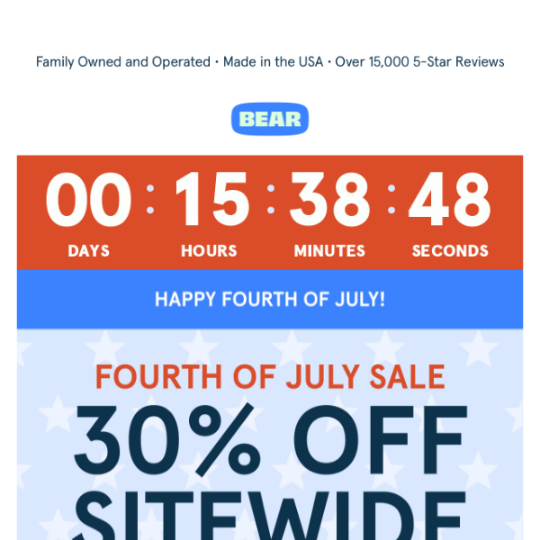 30% OFF SITEWIDE - Happy Fourth of July from Bear Mattress! 🇺🇸🐻