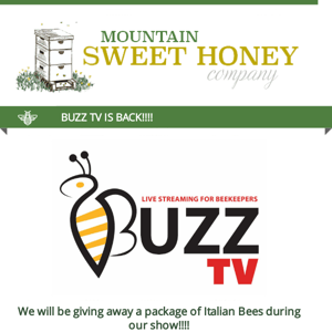 Join us on BUZZ TV for FREE BEES tonight at 7pm EST