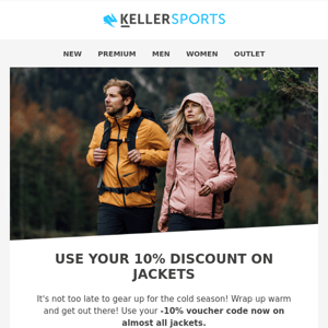 Get -10% off jackets now