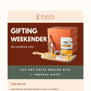 15% off Pasta Making Kits & Truffle Products 🧑‍🍳