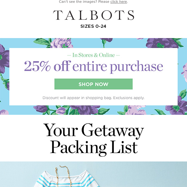 Getaway Packing List + 25% off ENTIRE Purchase