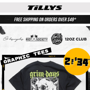 Graphic Tees 2 for $34 👕 Dickies 850 Pants – Exclusively at Tillys