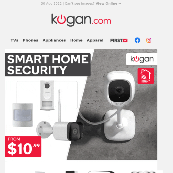 Keep Eyes on Your Home From $10.99 with Kogan SmarterHome™ Security
