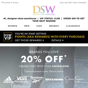 Designer Shoe Warehouse CAN'T MISS: 20% off