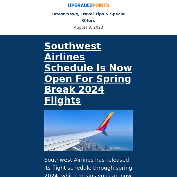 Southwest schedule, DoubleTree cookies, Hyatt improvements, and more...
