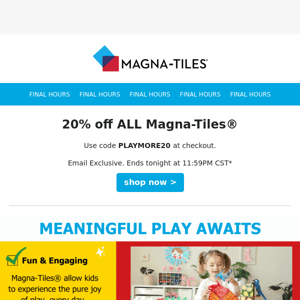 Last Chance: 20% Off Magna-Tiles®!🌟