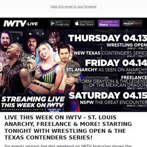 TONIGHT on IWTV - Wrestling Open & Texas Contenders Series