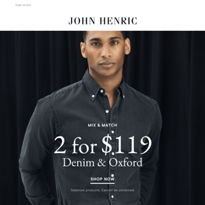 Denim & Oxford 2 for $119