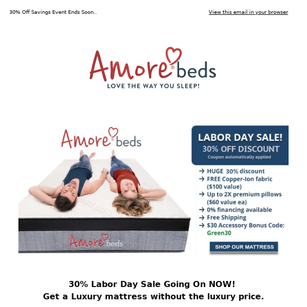 Shop Amore Beds 30% Labor Day Sale Today! 😍