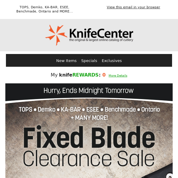 Fixed Blade Clearance Sale - Ends Soon!