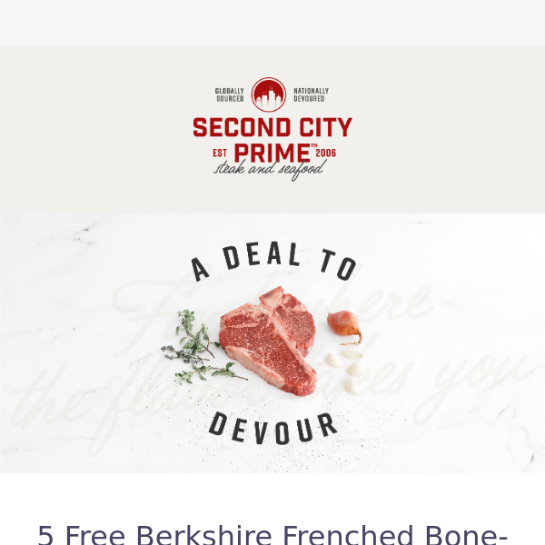 5 Free Berkshire Frenched Bone-in Pork Chops on $250+ Orders