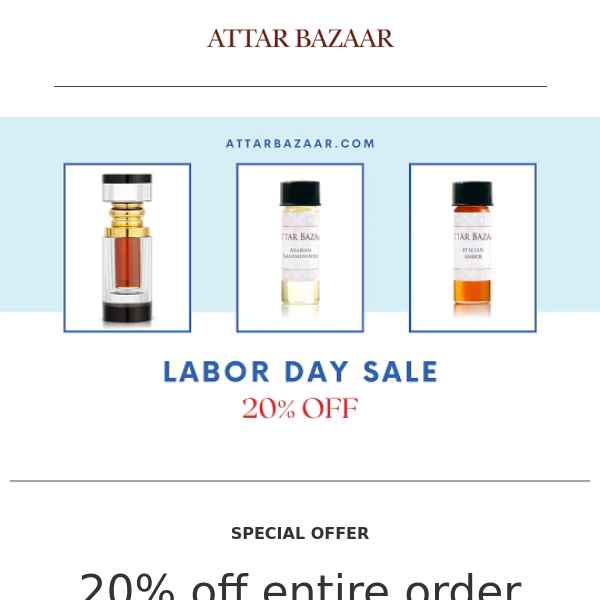 Last Chance for 20% off Labor Day Fragrance Sale!