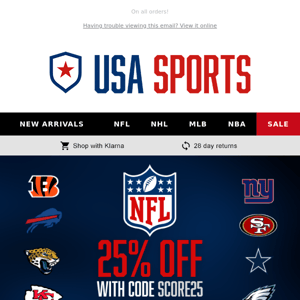 Get 25% OFF this Divisional Weekend!🏈
