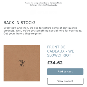 BIG TIP! FRONT DE CADEAUX - WE SLOWLY RIOT