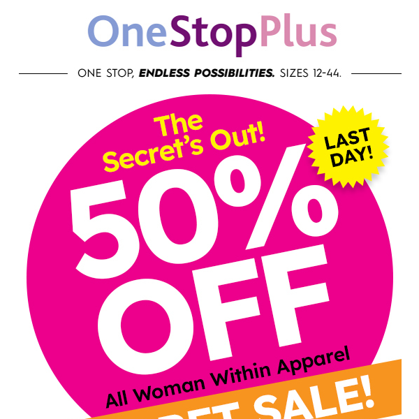 MYSTERY SALE REVEAL: 50% off ALL Woman Within apparel