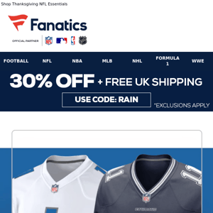 30% Off For Tomorrow's NFL Games!