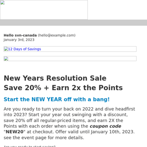 New Years Resolution Sale - Save 20% + 2x the Points