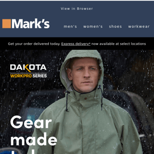 Workwear designed to keep you safe and dry.