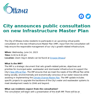 City announces public consultation on new Infrastructure Master Plan