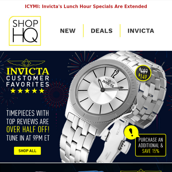 Save OVER 50% on Top-Rated Invicta Dials – Tune in at 9pm ET for More