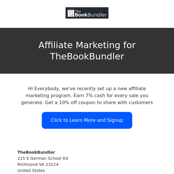 Affiliate Program Live - Earn 7% cash for every box of books you sell - TheBookBundler.com