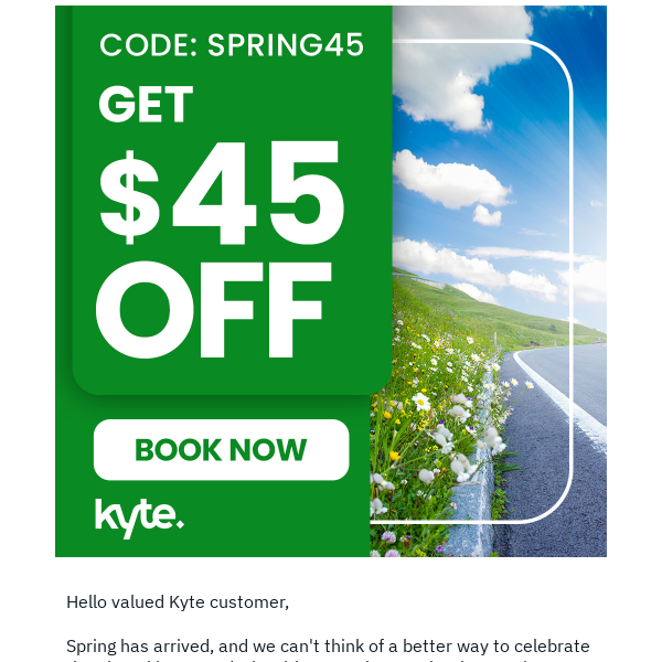 Spring is here - time to hit the road with Kyte! 🌸