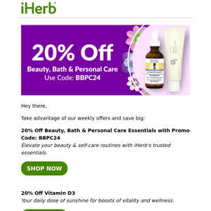 ⭐ 20% Off Beauty, Bath & Personal Care ⭐