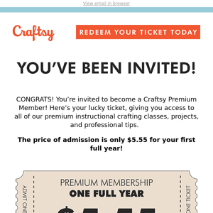 You’re invited to Craftsy Premium Membership