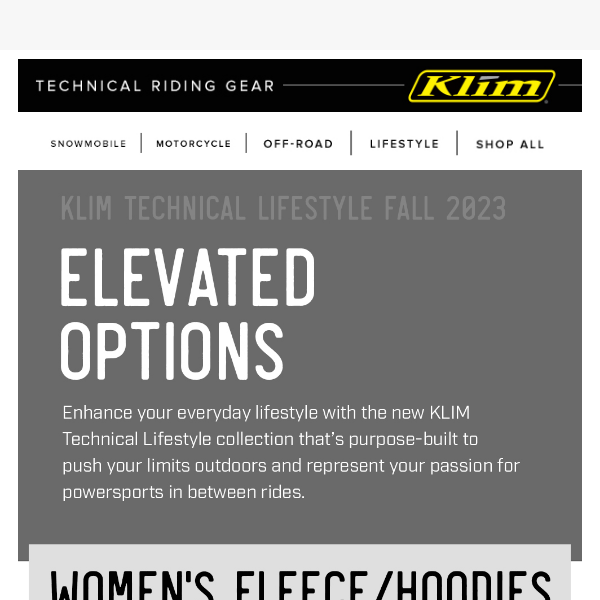 Elevated Options | NEW KLIM Lifestyle