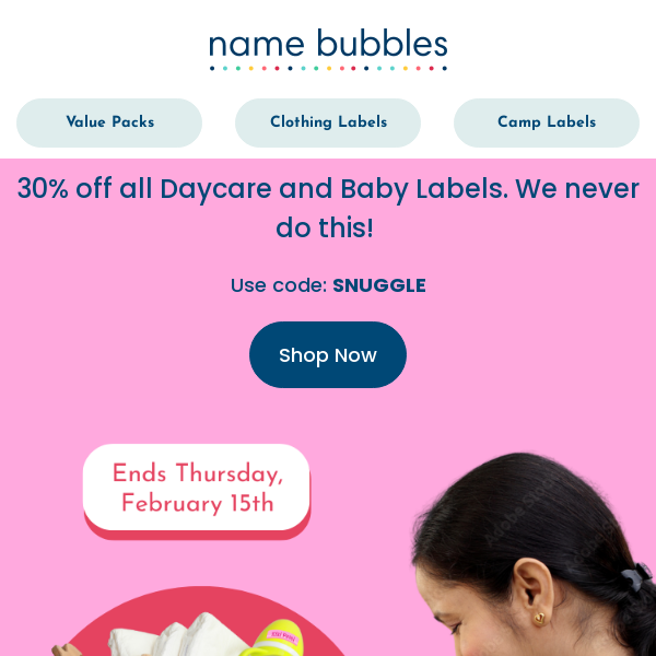 30% off Daycare and Baby Labels, Name Bubbles 😍