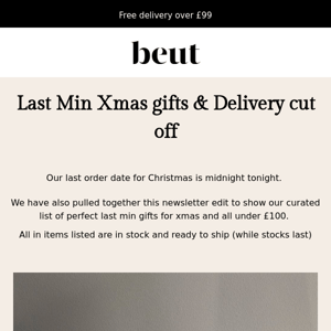 Last minute gifts under £100  + Christmas delivery info