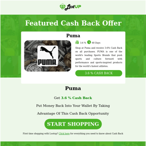 Earn 3.6% Cash Back on all Puma Purchases!