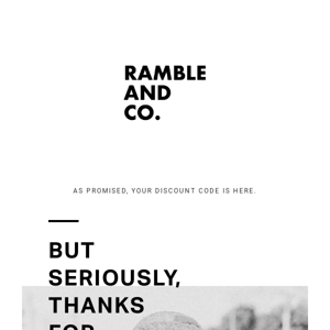 Here's your Ramble & Co. discount! 😘