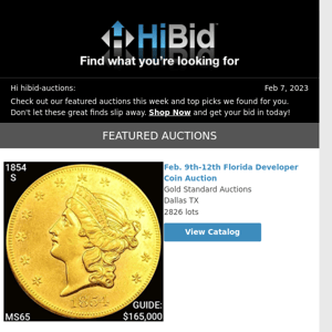 Tuesday's Great Deals From HiBid Auctions - February 7, 2023