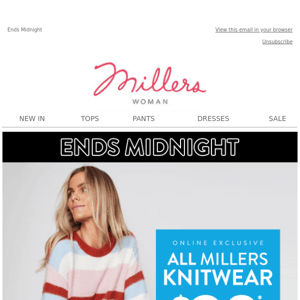 FLASH Sale! ALL Millers Knitwear NOW $20