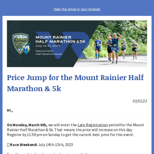 Last Chance To Run Mount Rainier!