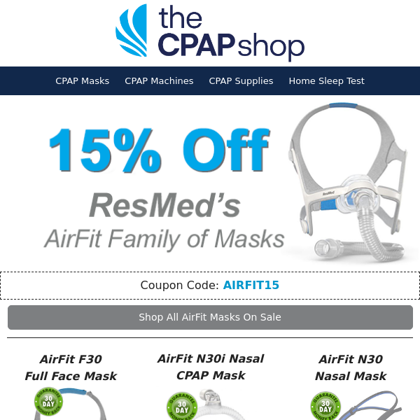 Bonus Sale! Extra 15% Off ResMed AirFit Masks—Coupon Inside