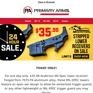 24HRs ONLY! Anderson Stripped Lower Receivers on SALE!​